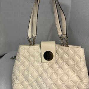 Kate Spade light  Cream Quilted Tote Bag